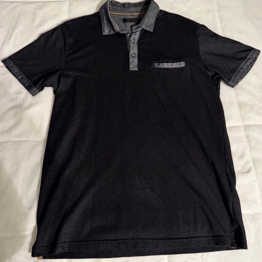 Mens Black Polo Shirt With Contrast Trim